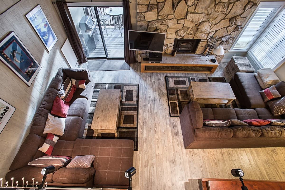 Aerial view of living room from loft